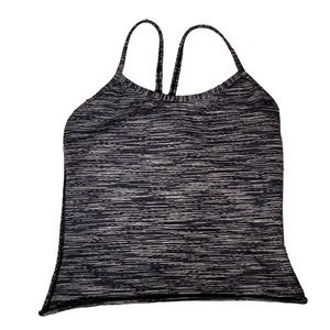 Lululemon Power Y Tank Top in Black and Grey Stripes Size Small